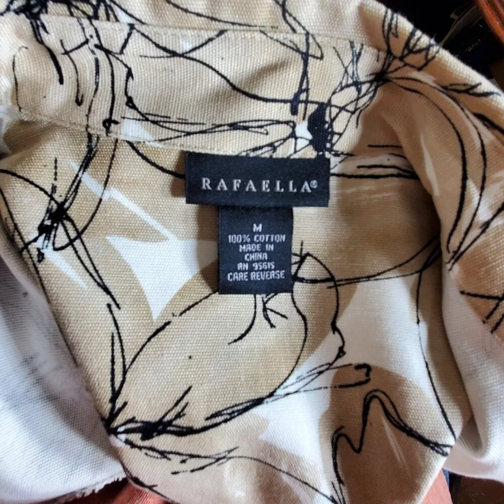 Rafaella 100% Cotton Jacket Pockets Floral Abstract Size M - y2k - Picture 5 of 5